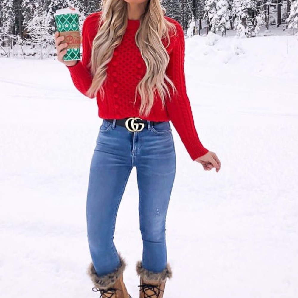 NWT J. Crew Popcorn Cable Knit Sweater Size XS Red